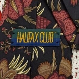 Halifax Club Men's 100% Silk Tie - Black and Red Floral